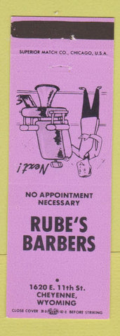 Matchbook Cover - Rube's Barber Shop Cheyenne WY PINK