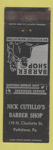 Matchbook Cover - Nick Cutillo's Barber Shop Pottstown PA