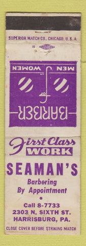 Matchbook Cover - Seaman's Barber Shop Harrisburg PA WEAR