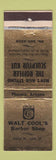Matchbook Cover - Walt Cool's Barber Shop Phoenix AZ