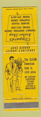 Matchbook Cover - Clippard's Barber Shop Quaker Village Greensboro? NC WEAR