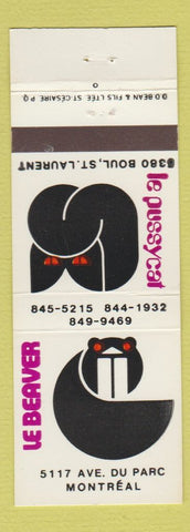 Matchbook Cover - Le Pussycat Beaver Montreal St Laurent QC movies porn