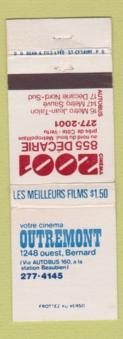 Matchbook Cover - Outremont Cinema 2001 Movies QC