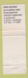 Matchbook Cover - Outremont Cinema 2001 Movies QC