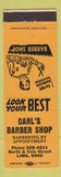 Matchbook Cover - Carl's Barber Shop Lima OH