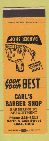 Matchbook Cover - Carl's Barber Shop Lima OH