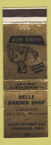 Matchbook Cover - Belle Barber Shop Lakewood OH 1967