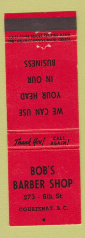 Matchbook Cover - Bob's Barber Shop Courtenay BC