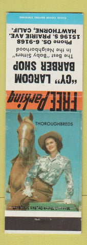 Matchbook Cover - Cy Larcom Barber Shop Hawthorne CA