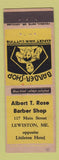 Matchbook Cover - Albert Rose Barber Shop Lewiston ME