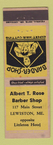 Matchbook Cover - Albert Rose Barber Shop Lewiston ME
