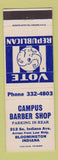 Matchbook Cover - Campus Barber Shop Bloomington IN Republican