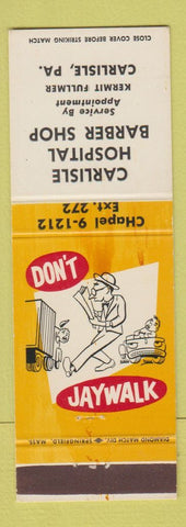 Matchbook Cover - Carlisle Hospital Barber Shop PA