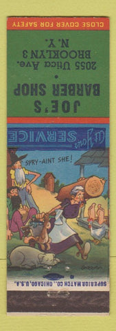 Matchbook Cover - Joe's Barber Shop Brooklyn NY hillbilly
