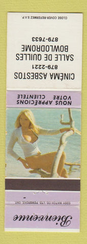 Matchbook Cover - Cinema Asbestos Salle De Quilles Bowling pinup QC
