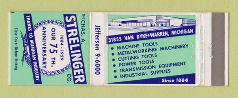 Matchbook Cover - Chas Strelinger Machine Tools Warren MI