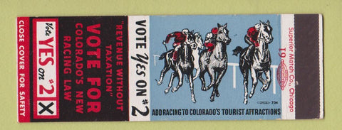 Matchbook Cover - Colorado Horse Racing Election Denver