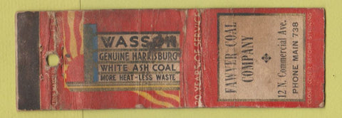 Matchbook Cover - Wasson Harrisburg Coal Fawver Coal POOR