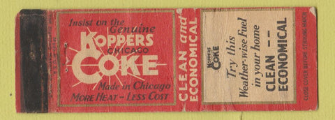 Matchbook Cover - Koppers Coke Coal Clean Economical  WORN