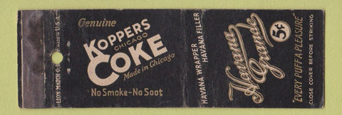 Matchbook Cover - Koppers Coke Coal Havana Grande Cigars WEAR