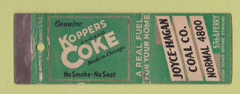 Matchbook Cover - Koppers Coke Coal Joyce Hagen Chicago IL