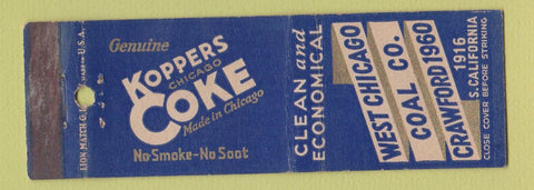 Matchbook Cover - Koppers Coke Coal West Chicago IL