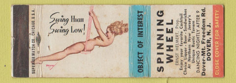 Matchbook Cover - Spinning Wheel Dover NJ pinup WEAR