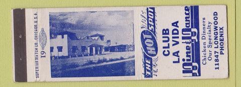 Matchbook Cover - Club La Vida Phoenix AZ