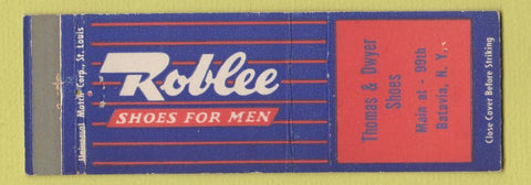 Matchbook Cover - Roblee Men's Shoes Thomas Dwyer Shoes Batavia NY