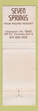 Matchbook Cover - Seven Springs Resort Champion PA Full Length