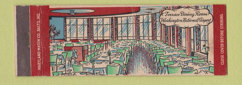 Matchbook Cover - Terrace Dining Room Washington DC Airport  Full Length