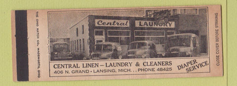 Matchbook Cover - Central Laundry Linen Lansing MI Full Length