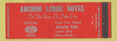 Matchbook Cover - Anchor Lodge Hotel Lorain OH Full Length