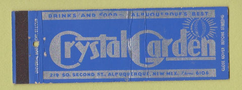 Matchbook Cover - Crystal Garden Restaurant Albuquerque NM Full Length