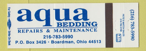 Matchbook Cover - Aqua Bedding Repairs Maintenance Boardman OH Full Length