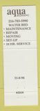 Matchbook Cover - Aqua Bedding Repairs Maintenance Boardman OH Full Length