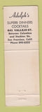 Matchbook Cover - Adolph's Restaurant San Francisco CA WEAR Full Length