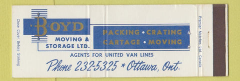 Matchbook Cover - Boyd Moving Storage Ottawa ON Full Length