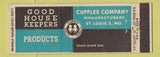 Matchbook Cover - Good House Keepers Products Cupples St Louis MO DD Bean