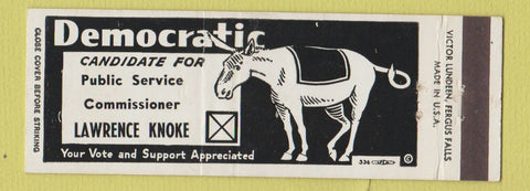 Matchbook Cover - Lawrence Knoke Public Service Commissioner Election