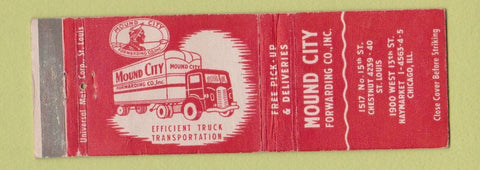 Matchbook Cover - Mound City Forwarding Trucking Chicago St Louis WEAR