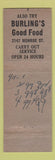 Matchbook Cover - Burling's Brass Rail Restaurant Toledo OH
