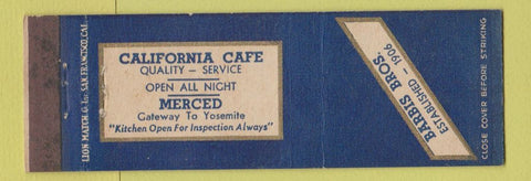 Matchbook Cover - Barbis Bros Cafe Merced CA