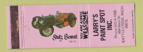 Matchbook Cover - Larry's Paint Spot Battle Creek MI Stutz Bearcat