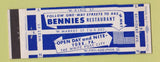 Matchbook Cover - Bennies Restaurant York PA Full Length