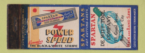 Matchbook Cover - Spartan Hack Saws De Witt Tool New York City POOR STRIKER