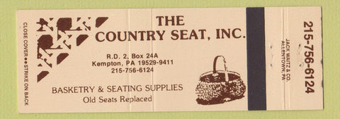 Matchbook Cover - Country Seat Baskets Seating Supplies Kempton PA Full Length