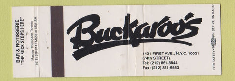 Matchbook Cover - Buckaroo's New York City Full Length