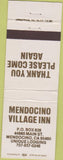 Matchbook Cover - Mendocino Village Inn CA
