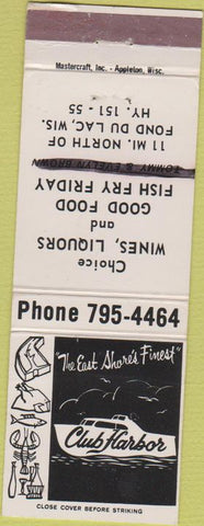 Matchbook Cover - Club Harbor Fod Du Lac WI WEAR